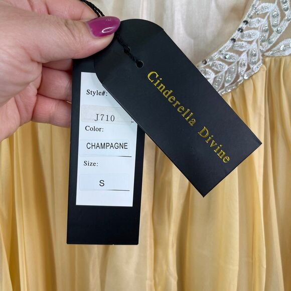 Beaded Long Sleeveless Illusion Dress by Cinderella Divine Maxi Party Dress - Picture 12 of 12